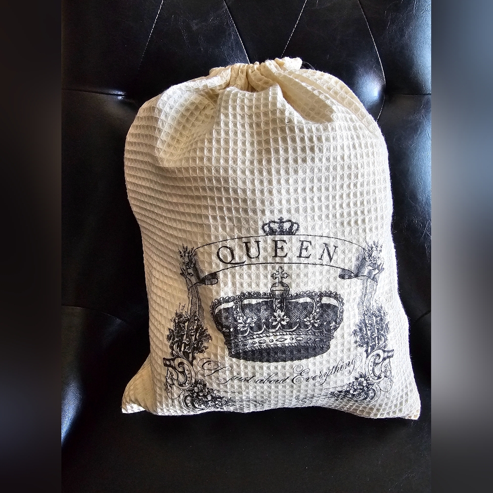 Queen Of Just About Everything Crown Print Decorative Waffle Bag, Sack
